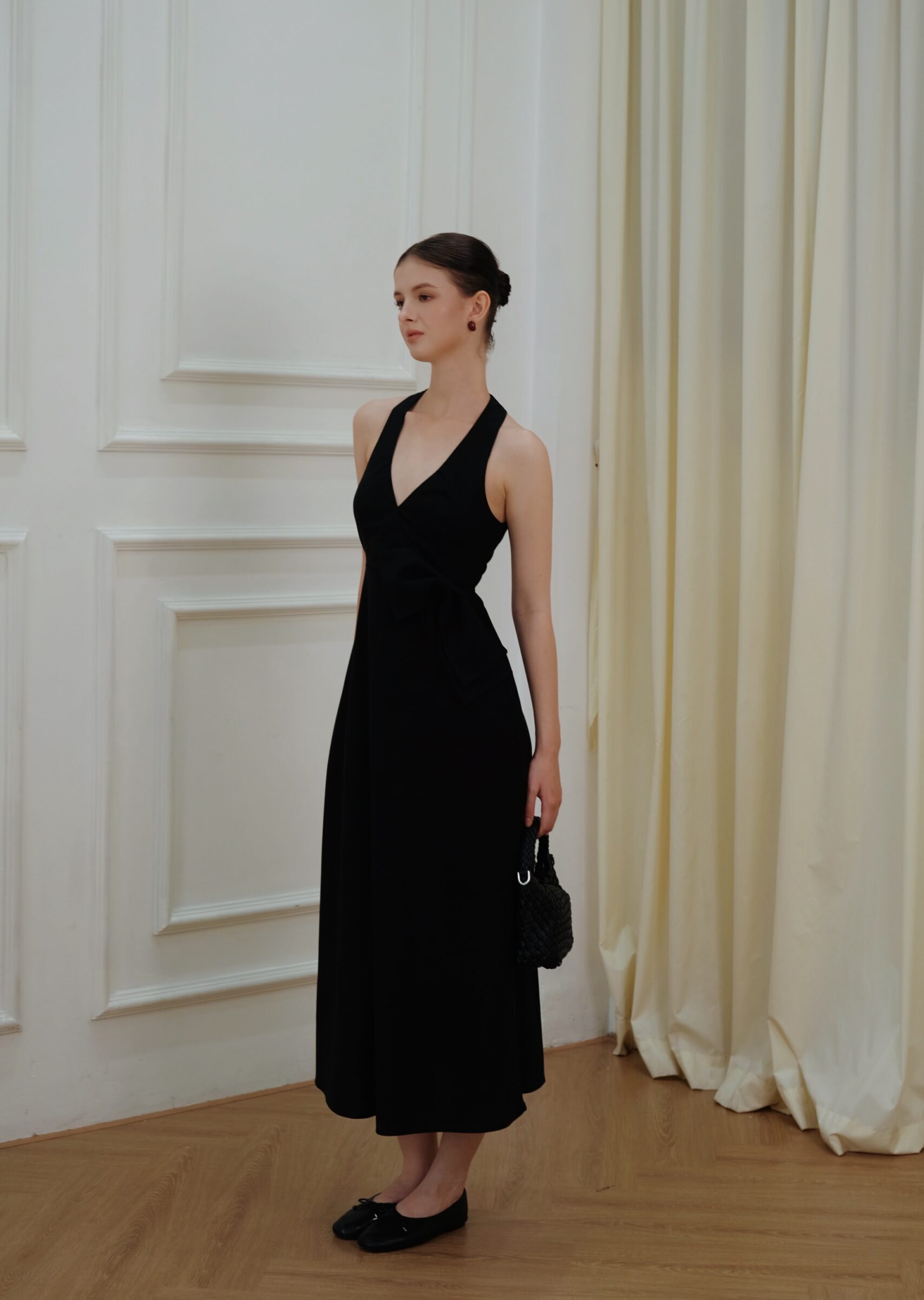 Elva Midi Dress - Linen - Black