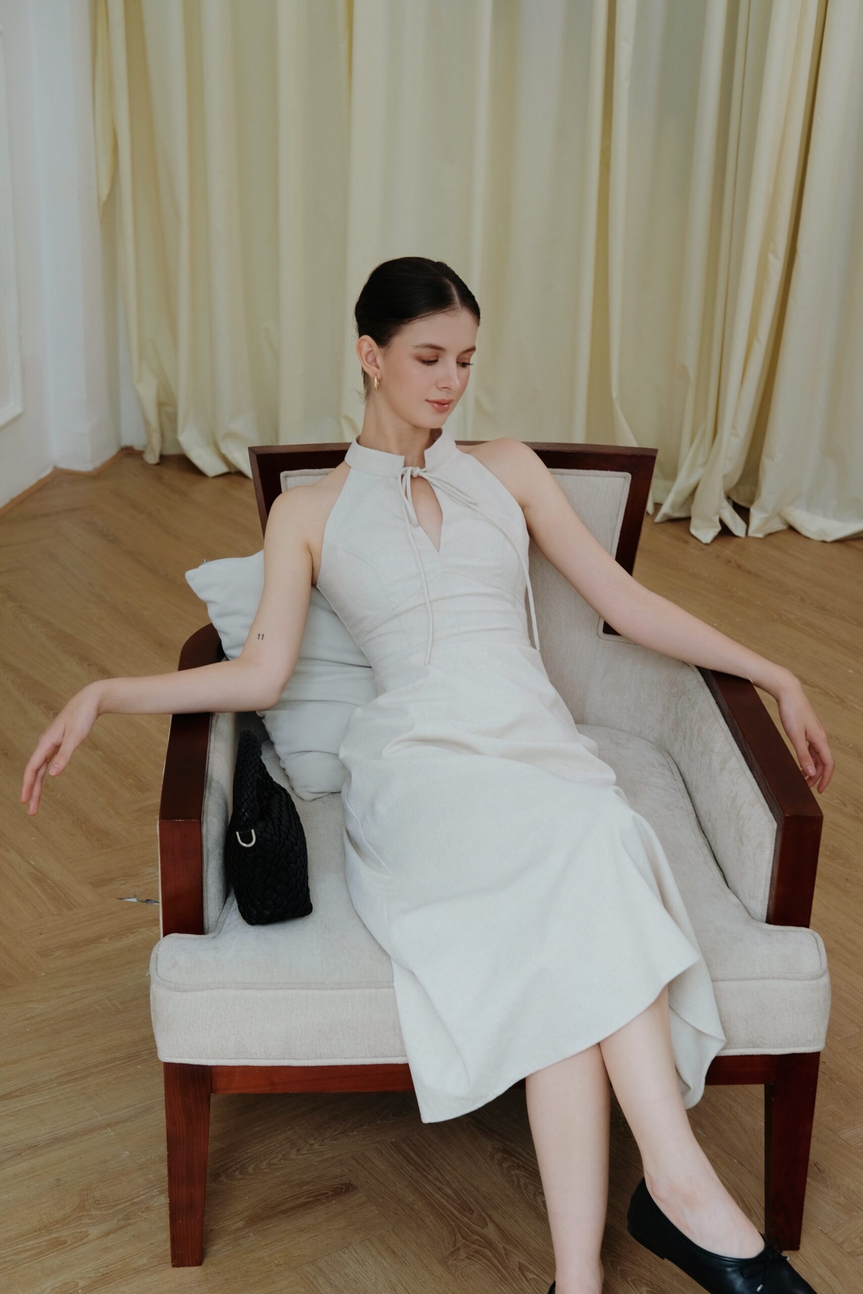 Alternative view of Sera Midi Dress - Linen - Beige