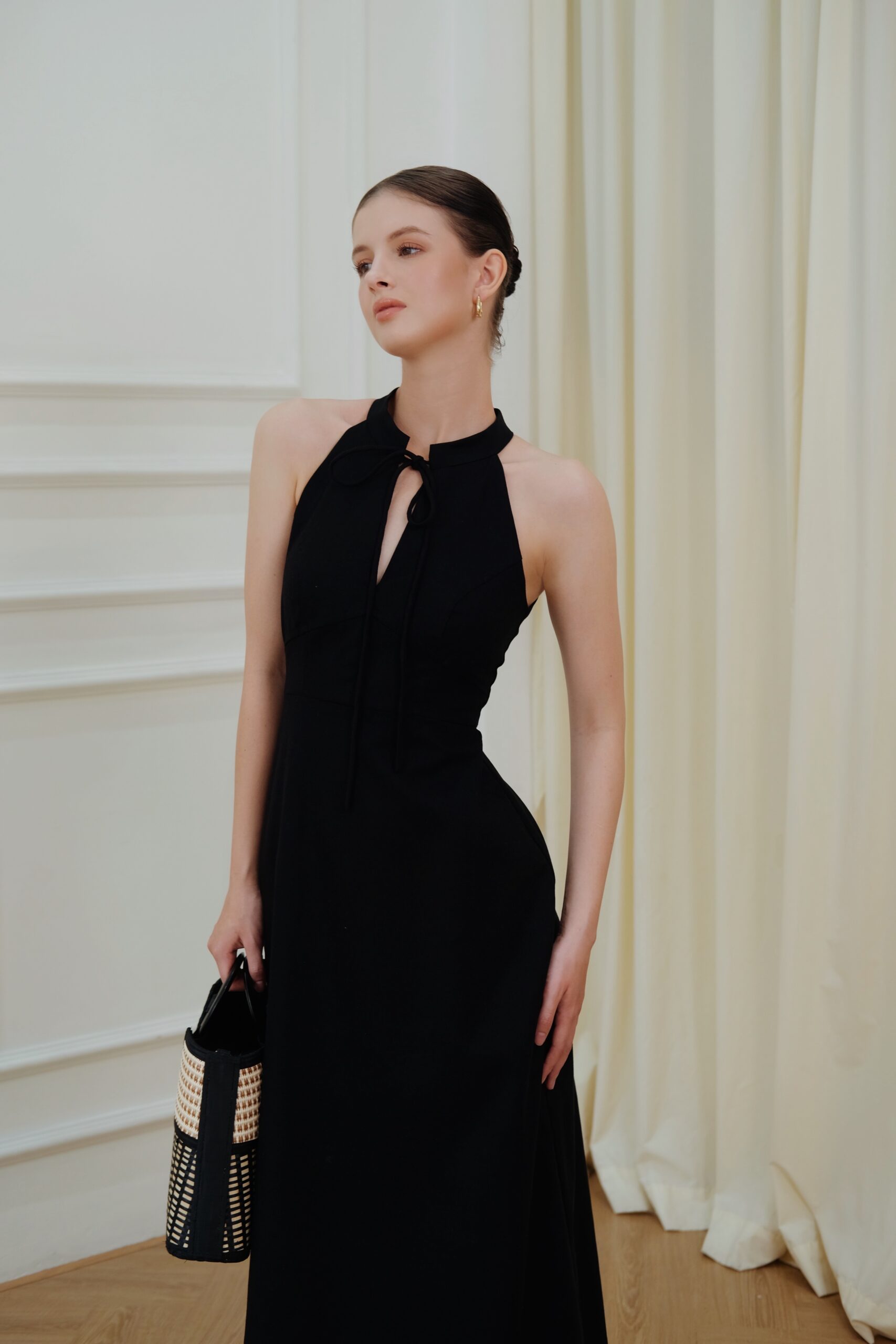 Sera Midi Dress - Linen - Black - Image 3