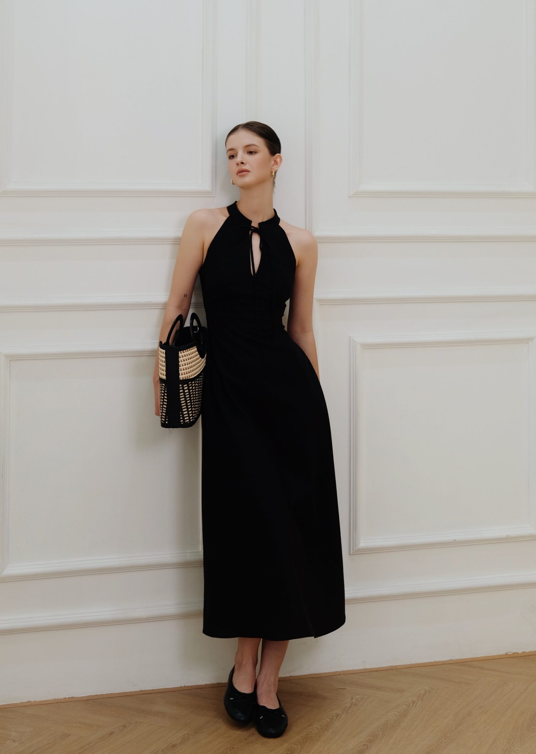 Sera Midi Dress - Linen - Black